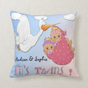 Twin Girls - Stork Keepsake Pillow