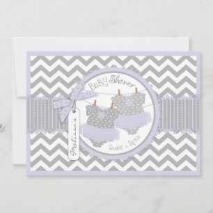 Twin Girls Tutus Chevron Print Baby Shower Invitation