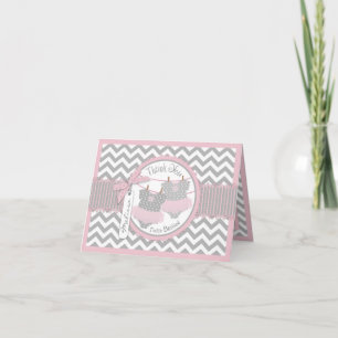 Twin Girls Tutus Chevron Print Thank You Card