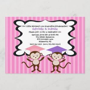 Twin Girlss Monkeying Around Graduation Invitation