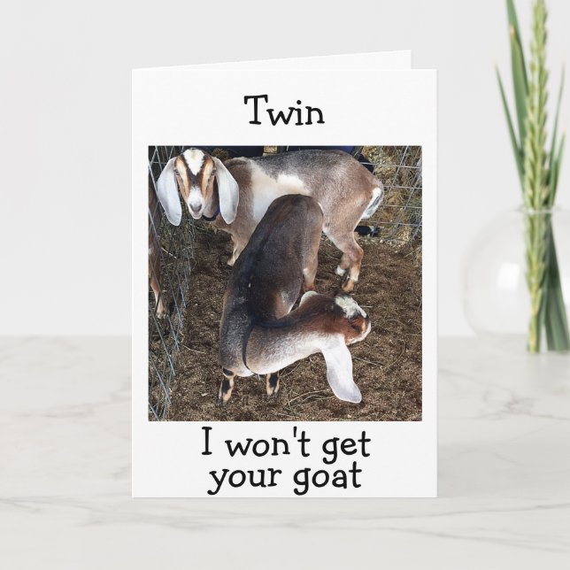 TWIN GOATS ARE MAKING TWIN FUN" HAPPY BIRTHDAY CARD (Front)