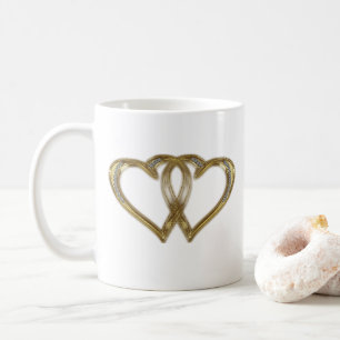 Twin Gold Hearts Valentine's Day Mug