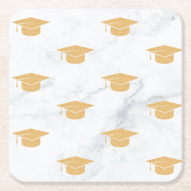 Twin Graduation Party Square Paper Coaster (Front)