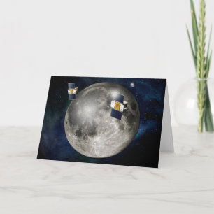 Twin Grail Spacecraft Orbiting The Moon. Card