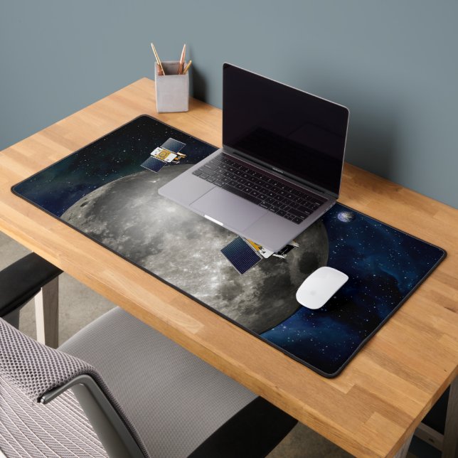 Twin Grail Spacecraft Orbiting The Moon. Desk Mat (Office 2)