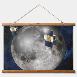 Twin Grail Spacecraft Orbiting The Moon. Hanging Tapestry