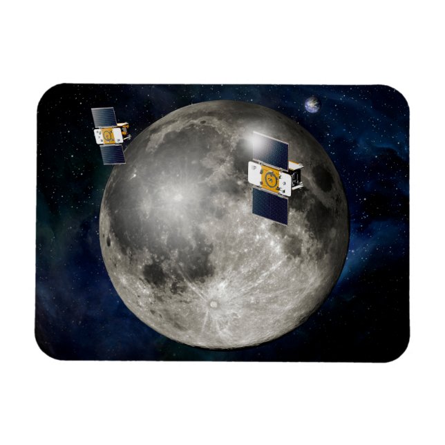 Twin Grail Spacecraft Orbiting The Moon. Magnet (Horizontal)