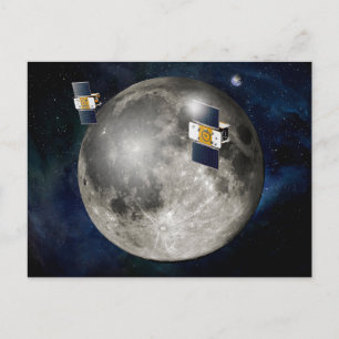 Twin Grail Spacecraft Orbiting The Moon. Postcard