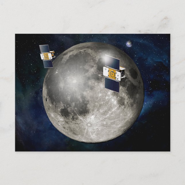 Twin Grail Spacecraft Orbiting The Moon. Postcard (Front)
