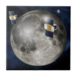 Twin Grail Spacecraft Orbiting The Moon. Tile