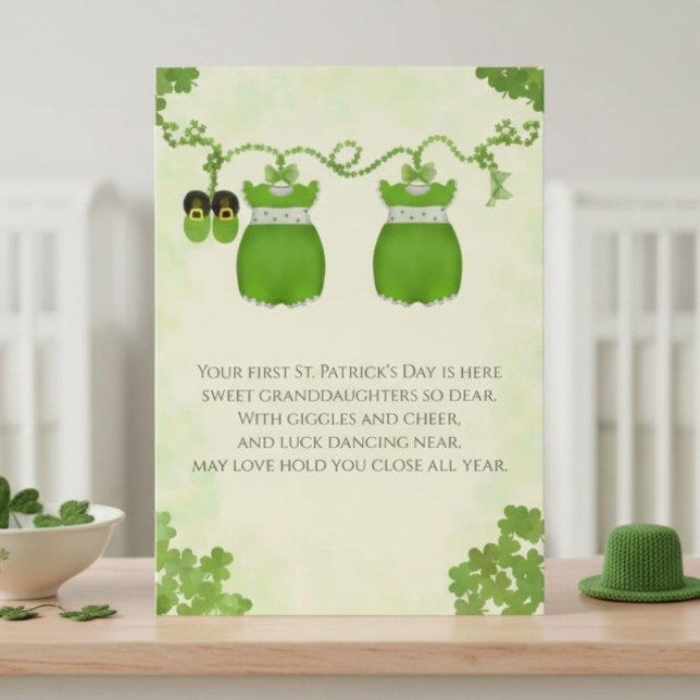 Twin Granddaughters First St Patrick Day  Card (Creator Uploaded)