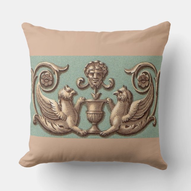 twin gryphons print cushion (Front)