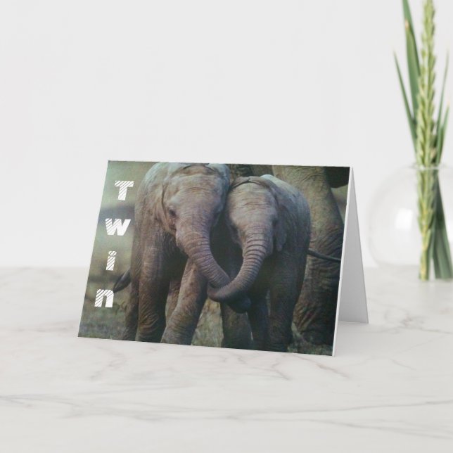 **TWIN** HUMOR JUST FOR YOU BY ELEPHANTS BIRTHDAY CARD (Front)