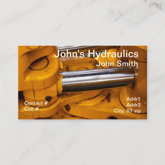 Twin hydraulic cylinders allowing bucket arm to sw business card (Front)