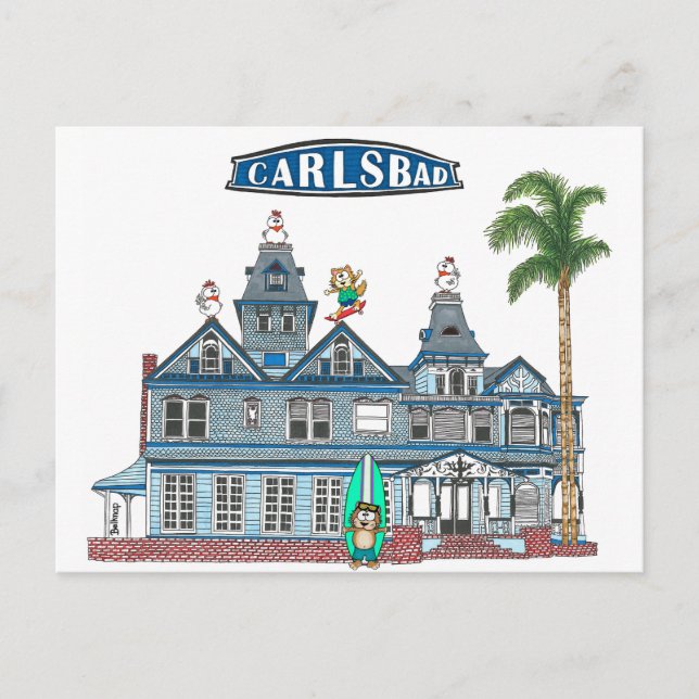 Twin Inns Beach City Carlsbad Postcard (Front)