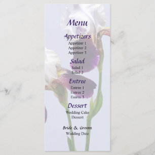 Twin Irises Maroon and White Wedding Menu