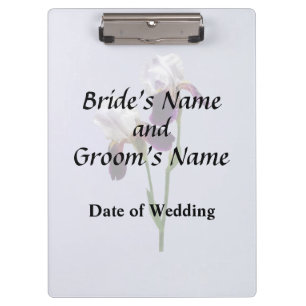 Twin Irises Maroon and White Wedding Products Clipboard