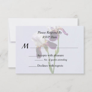 Twin Irises Maroon and White Wedding Products RSVP Card