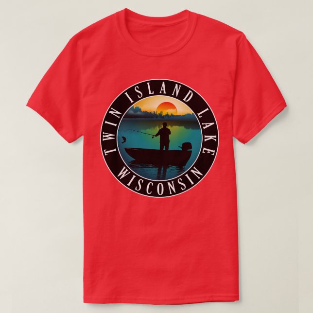 Twin Island Lake Wisconsin Fishing T-Shirt (Design Front)