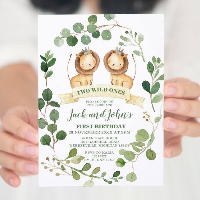 Twin Jungle WILD Ones Animal invitations (Creator Uploaded)