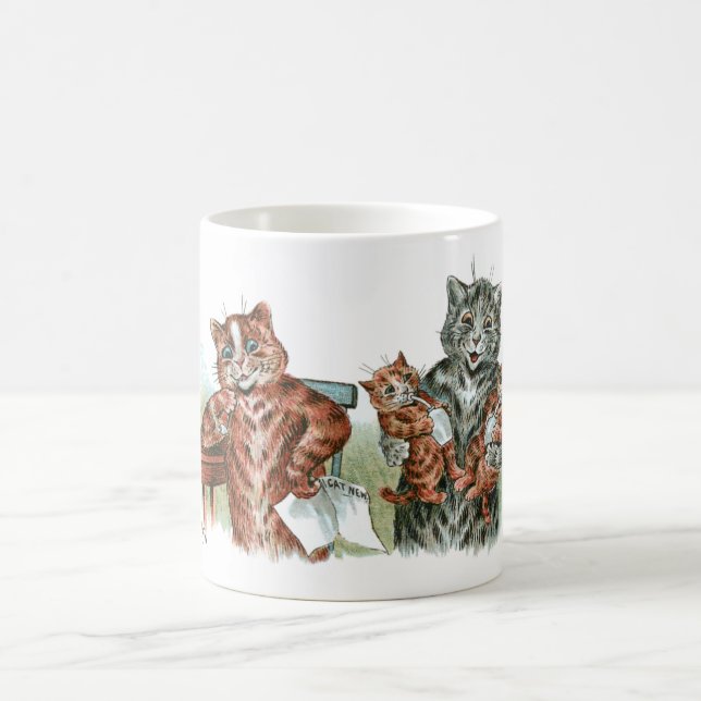Twin Kittens Cartoon Coffee Mug (Center)