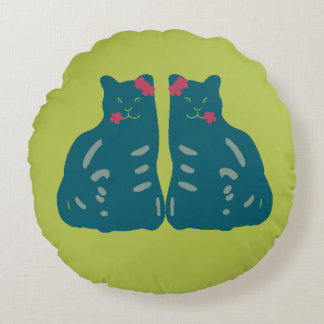 Twin Kittens Round Cushion