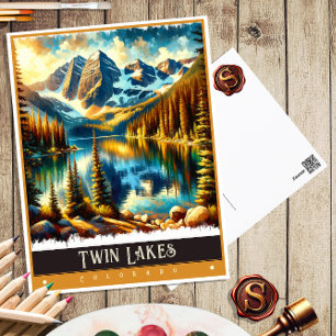 Twin Lakes, Colorado   Vintage Painting Postcard