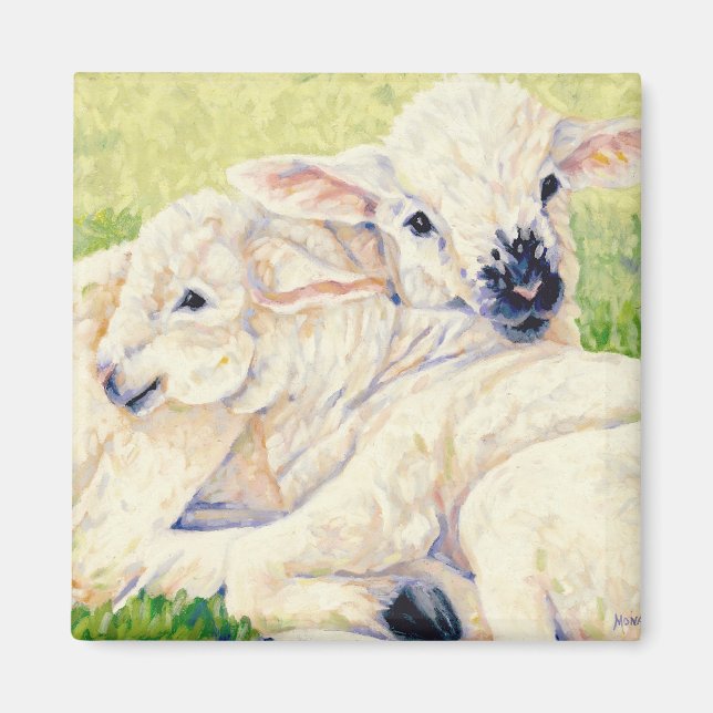 Twin Lambs - Sheep Magnet (Front)