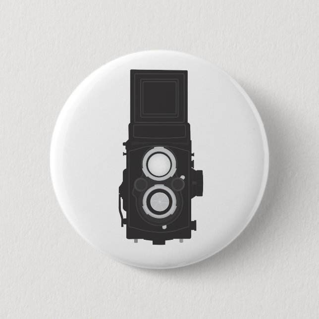 Twin-Lens Reflex Camera (TLR) 6 Cm Round Badge (Front)