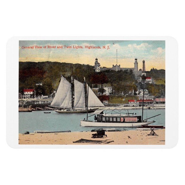 Twin Lights, Highlands, NJ Vintage Postcard Magnet (Horizontal)