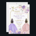 Twin Lilac and Blush Pink Quinceañera Princesses Invitation<br><div class="desc">Twin Lilac and Blush Pink Quinceañera Princesses Invitation</div>
