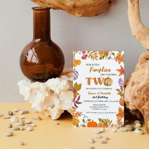 Twin Litlle Pumpkin are turning two 2nd Birthday Invitation
