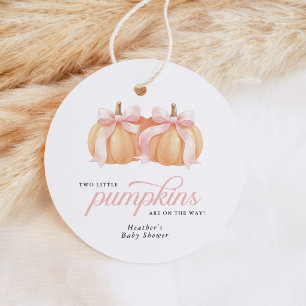 Twin Little Pumpkins Baby Shower Favour Tags