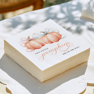 TWIN Little Pumpkins Bow Baby Shower Napkin