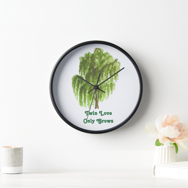 Twin Love Only Grows WIllow Tree  Clock (Home)