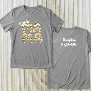 Twin Mama Custom Kids Names Retro Cute Typography Tri-Blend Shirt