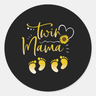 Twin Mama Mom To Be Pregnant With Twins Pregnancy Classic Round Sticker
