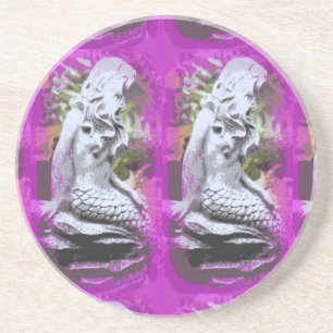 twin mermaids purple drink coaster