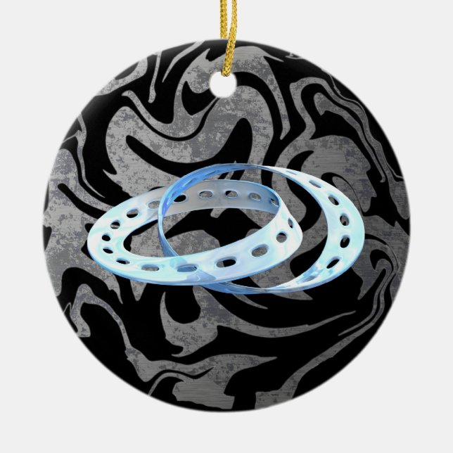 Twin Mobius Strips Ceramic Tree Decoration (Front)
