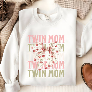Twin mom sweatshirt, coquette bow shirt,baby gift sweatshirt