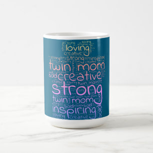 Twin Mum Gift Shaped Word Cloud  Coffee Mug