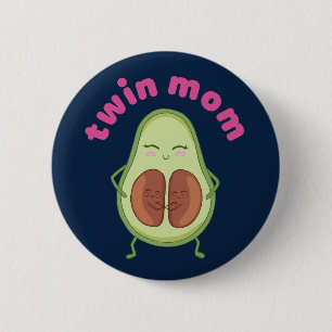 Twin Mum Mamacado Funny Avocado Pun Mother's Day 6 Cm Round Badge