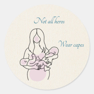 Twin Mum Superhero Classic Round Sticker
