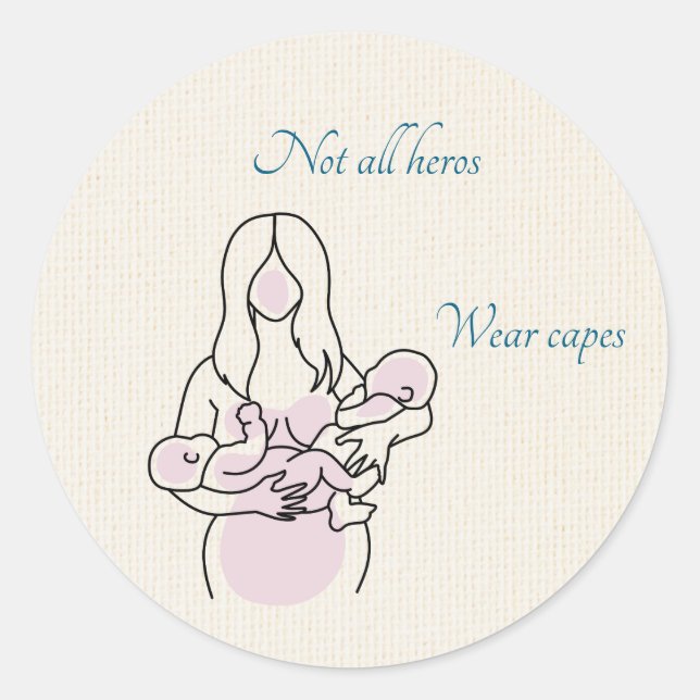 Twin Mum Superhero Classic Round Sticker (Front)