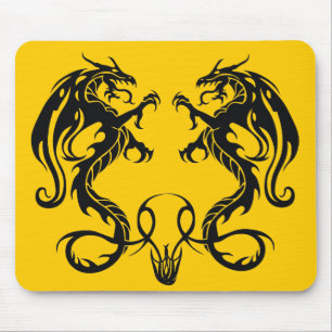 Twin Opposing Tribal Dragons Mousepad
