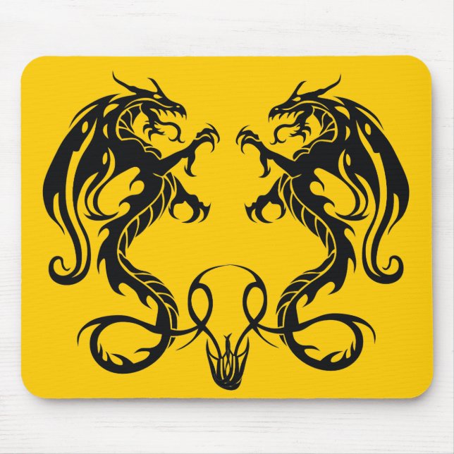 Twin Opposing Tribal Dragons Mousepad (Front)