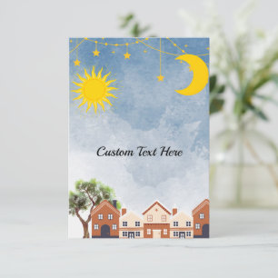 Twin Over the Sun and the Moon Baby Shower Enclosure Card