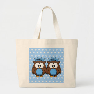 twin owl princes large tote bag
