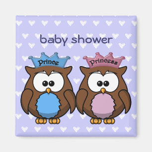twin owl princess & prince magnet