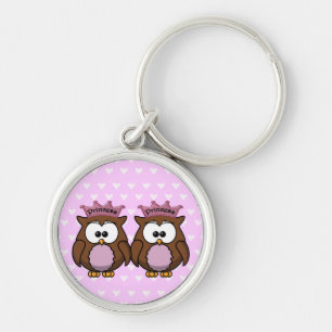 twin owl princesses key ring
